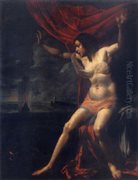 Ariadne Auf Der Insel Naxos Oil Painting by Bernardo Cavallino