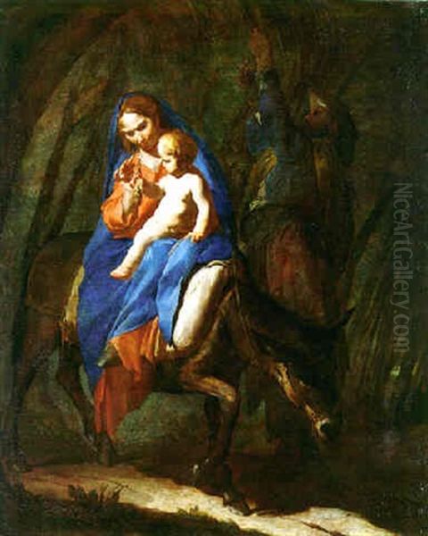 The Rest On The Flight To Egypt Oil Painting by Bernardo Cavallino