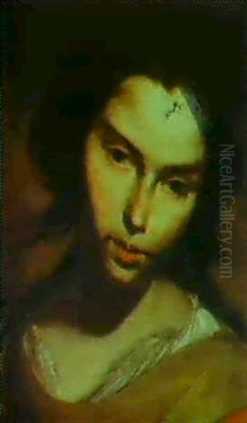 Head Of A Young Woman Oil Painting by Bernardo Cavallino