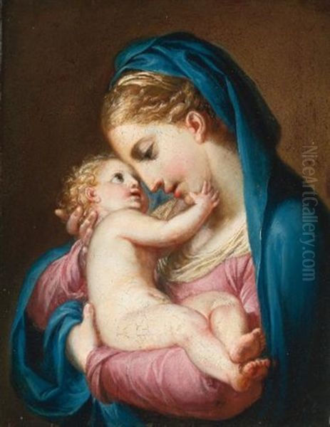 The Madonna Embracing The Christ Child Oil Painting by Antonio Cavallucci