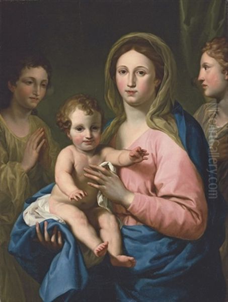 The Madonna And Child With Two Angels Oil Painting by Antonio Cavallucci