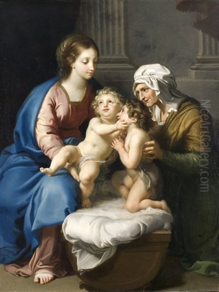 Madonna Con Bambino, Sant'anna, O Sant'elisabetta E San Giovannino Oil Painting by Antonio Cavallucci