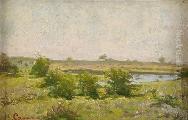 Le Repos Du Paysan (+ L'etang Dans Le Champ; 2 Works) Oil Painting by Honore Cavaroc