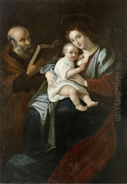 Heilige Familie Oil Painting by Bartolomeo Cavarozzi