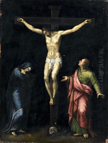 The Agony In The Garden (+ The Crucifixion; Verso) Oil Painting by Francesco Cavazzoni