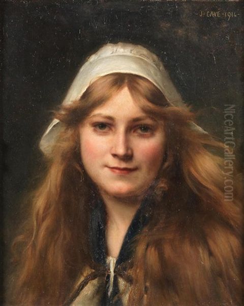 Head Of A Girl Oil Painting by Jules Cyrille Cave