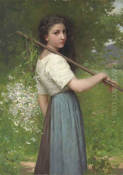 Gathering Daisies Oil Painting by Jules Cyrille Cave