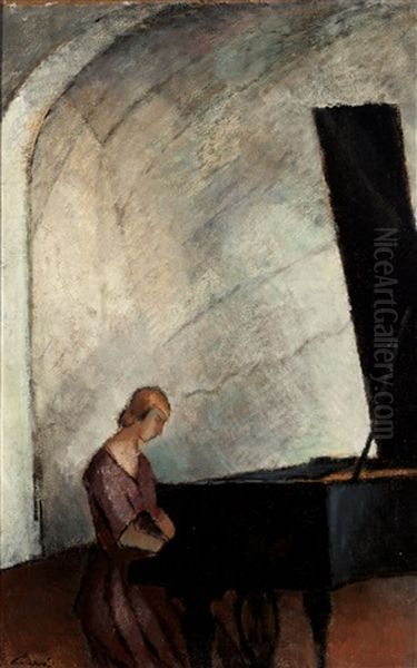 By The Grand Piano Oil Painting by Alvar Cawen