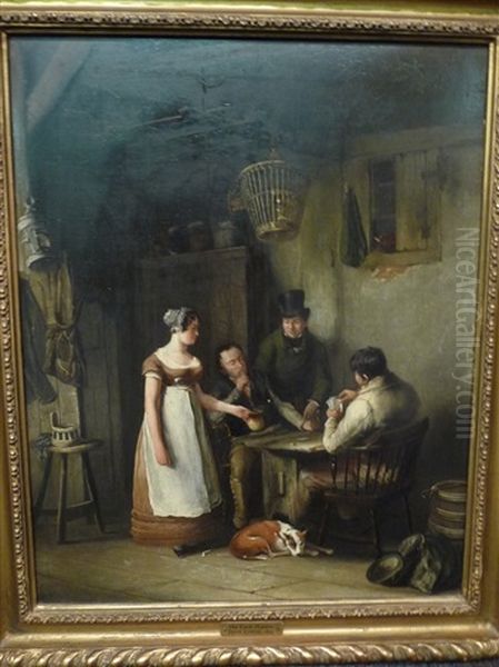 The Card-players Oil Painting by John Cawse