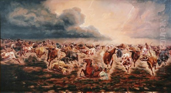 Stampede Oil Painting by Harvey Wallace Caylor