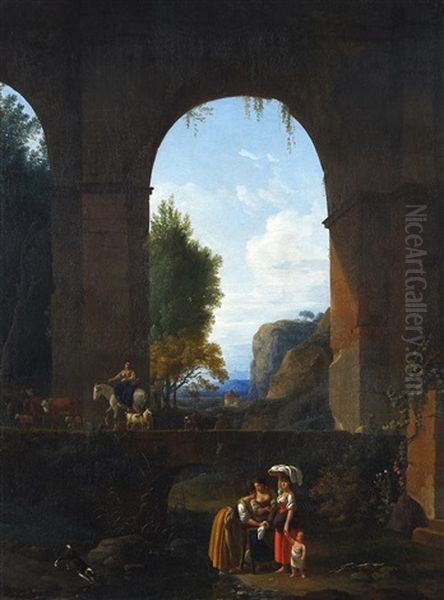 Landscape With Aqueduct Oil Painting by Jean-Baptiste Cazin