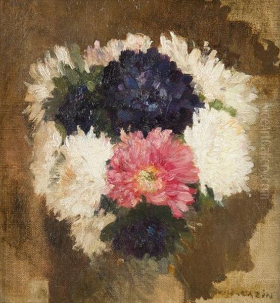 Fleurs (2 Works) Oil Painting by Jean-Charles Cazin