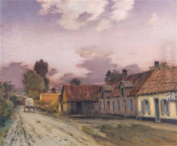 Village Road Oil Painting by Jean-Charles Cazin