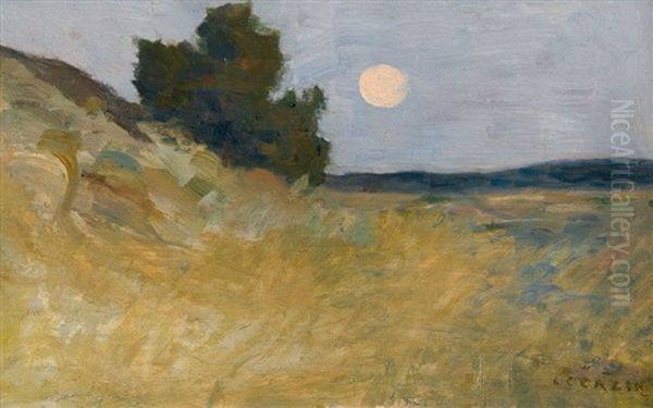 The Harvest Moon Oil Painting by Jean-Charles Cazin