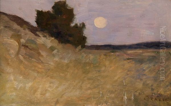 Hugelige Landschaft Mit Vollmond Oil Painting by Jean-Charles Cazin