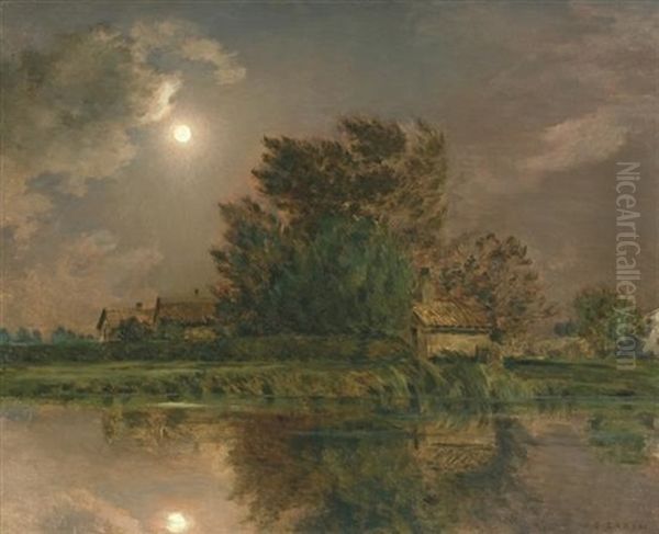 Canal De Guines Oil Painting by Jean-Charles Cazin