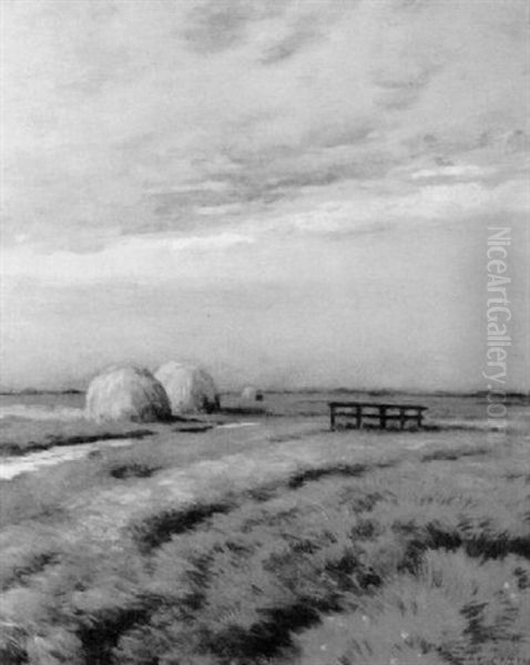 Landscape With Haystacks by Jean-Charles Cazin