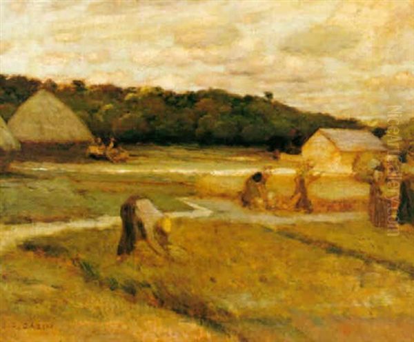 La Moisson Oil Painting by Jean-Charles Cazin