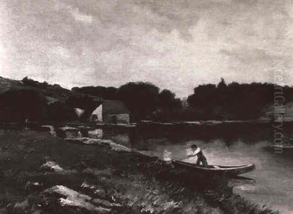 Etang En Picardie Oil Painting by Jean-Charles Cazin