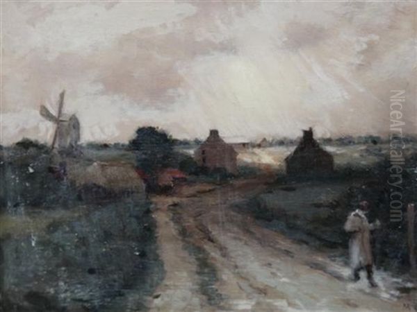 Figure On A Country Lane Oil Painting by Marie Cazin