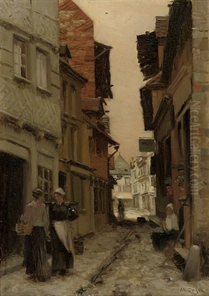 A Normandy Street Oil Painting by Marie Cazin