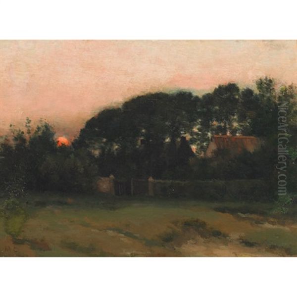 Equihen Pres Boulogne, France Sunset Oil Painting by Marie Cazin