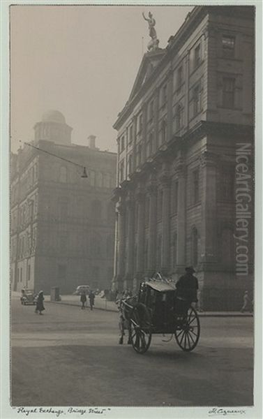 Royal Exchange, Bridge St Oil Painting by Harold P. Cazneaux