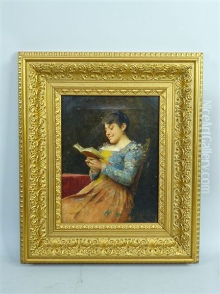 Jeune Femme A Sa Lecture Oil Painting by Adriano Cecchi