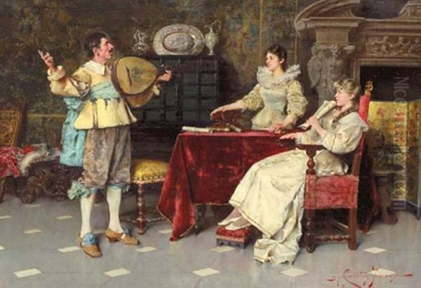 The Music Lesson Oil Painting by Adriano Cecchi