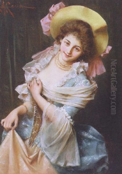 Elegant Beauty Oil Painting by Adriano Cecchi