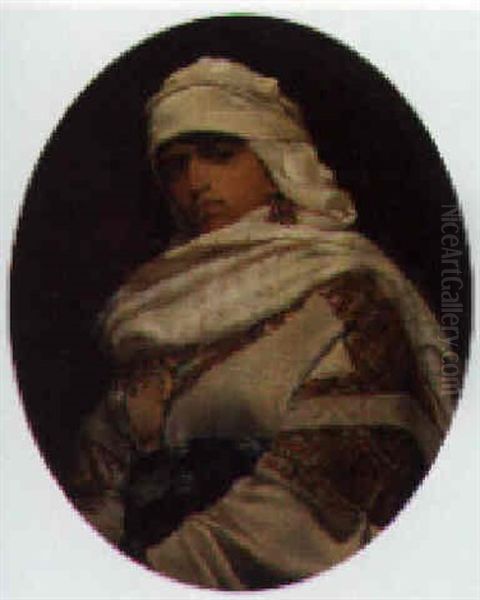 An Oriental Woman Oil Painting by Adriano Cecchi