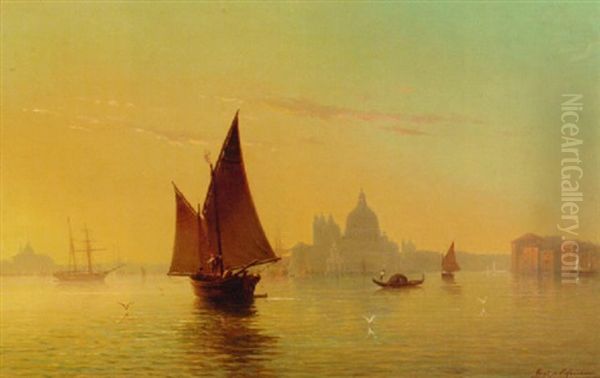 The Entrance To The Grand Canal, Venice Oil Painting by Eugenio Cecchini Prichard