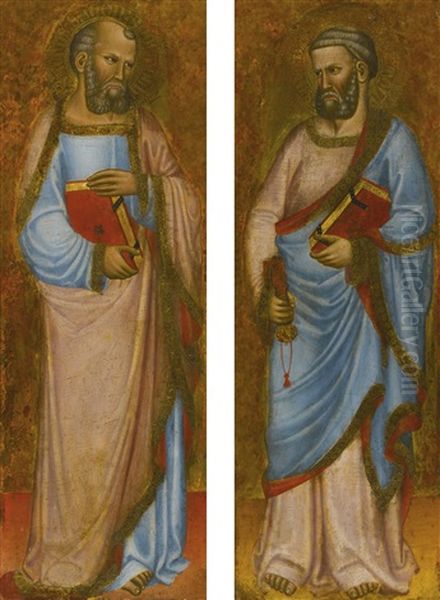 Saint Peter; Saint Simon (pair) Oil Painting by  Cecco di Pietro