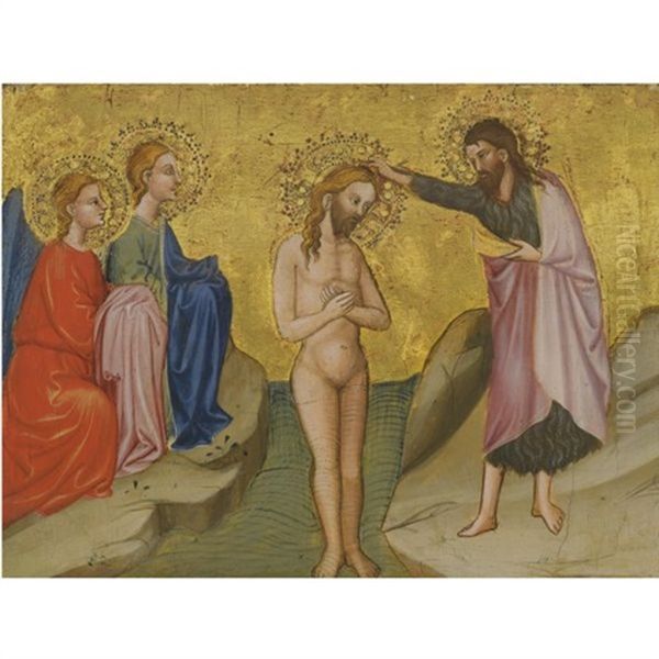 The Baptism Of Christ Oil Painting by  Cecco di Pietro