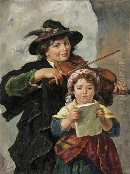 Giovani Musicisti Oil Painting by Eugenio Cecconi