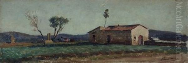 Casa Colonica In Maremma Oil Painting by Eugenio Cecconi