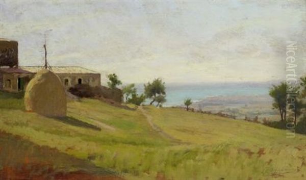 Paesaggio A Castiglioncello Oil Painting by Eugenio Cecconi