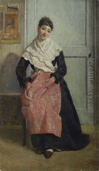 Interno Con Figura Seduta Oil Painting by Eugenio Cecconi