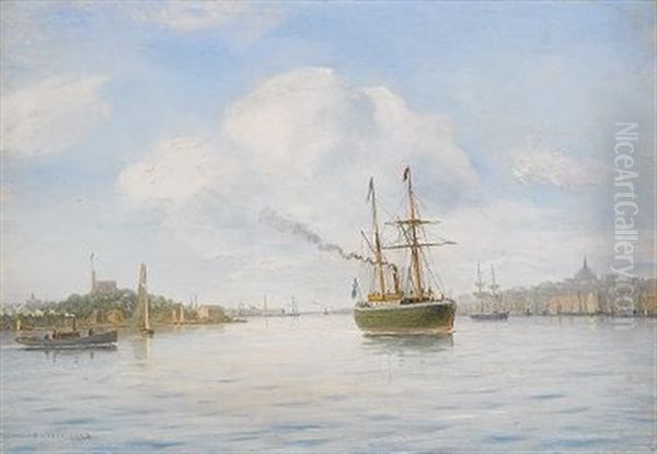 Inloppet Till Stockholm Oil Painting by Pehr Wilhelm Cedergren