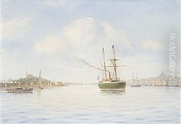 Inloppet Till Stockholm Oil Painting by Pehr Wilhelm Cedergren