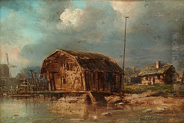 Skotbod I Vaxholmen Oil Painting by Pehr Wilhelm Cedergren