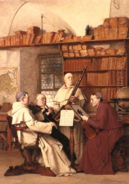 The Clerical Quartet Oil Painting by Thure Nikolaus Cederstrom