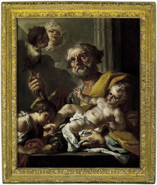 San Giuseppe Con Il Bambino Gesu Oil Painting by Francesco Celebrano