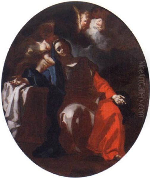 The Madonna At The Tomb Of Christ Oil Painting by Francesco Celebrano