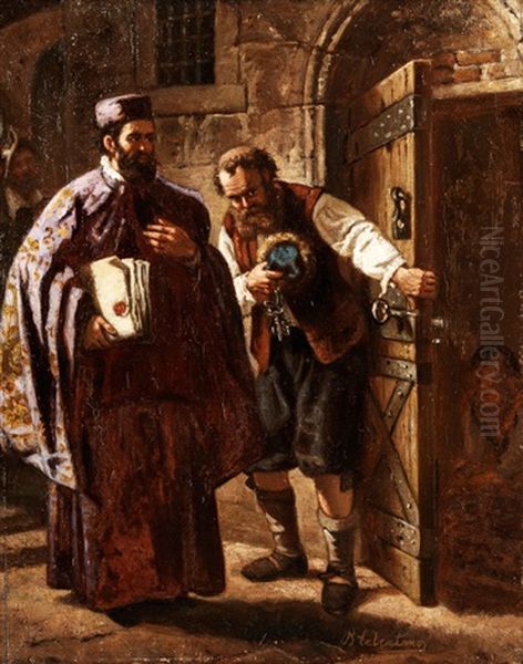 Der Richter Beim Gefangnisbesuch Oil Painting by Bernardo Celentano