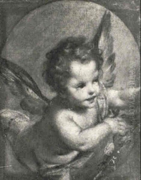 A Putto Holding Flowers Oil Painting by Andrea Celesti