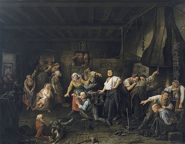 The Tooth Is Pulled (1849) Oil Painting by Francois Celestin