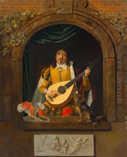 Joueur De Mandoline A La Fenetre Oil Painting by Francois Celestin