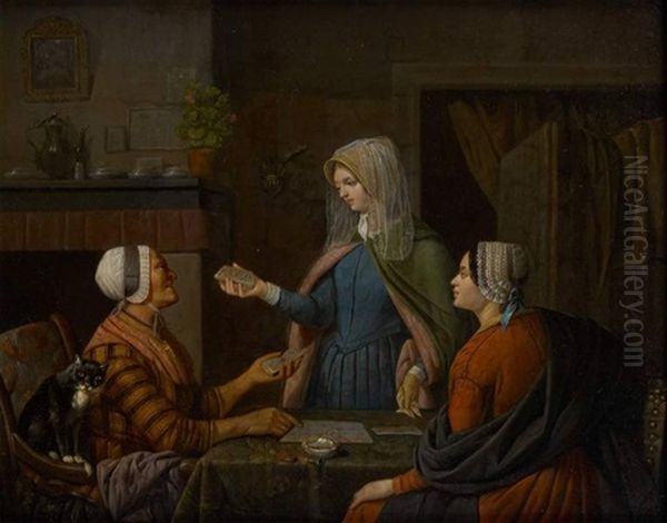 La Visite A La Cartomancienne Oil Painting by Francois Celestin