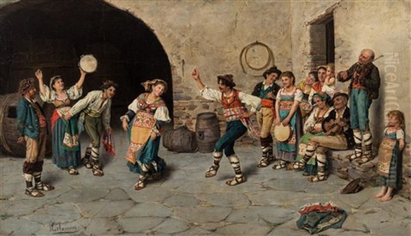 The Peasant Dance Oil Painting by Pasquale Celommi